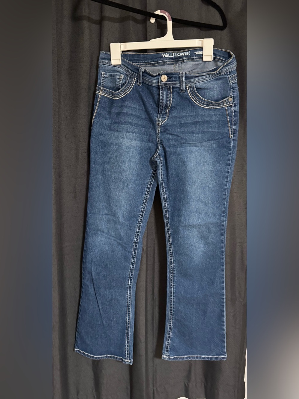 Wallflower Women’s Classic Dark Blue Flare Jeans — Comfortable Stretch Denim